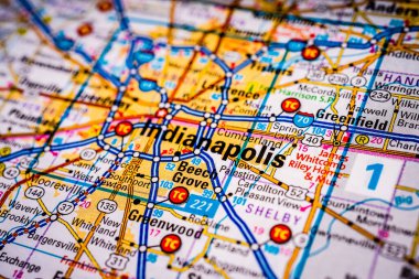 Indianapolis on USA map travel background clipart