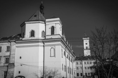 Muhteşem kış Lviv mimarisi ve sokakları