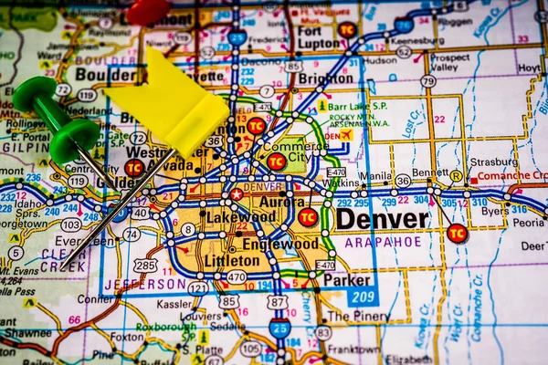 Denver Eua Mapa Viagem Fundo — Fotografia de Stock