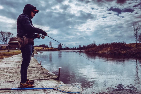 Pesca Truchas Lago — Foto de Stock