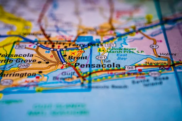 Pensacola on USA map background