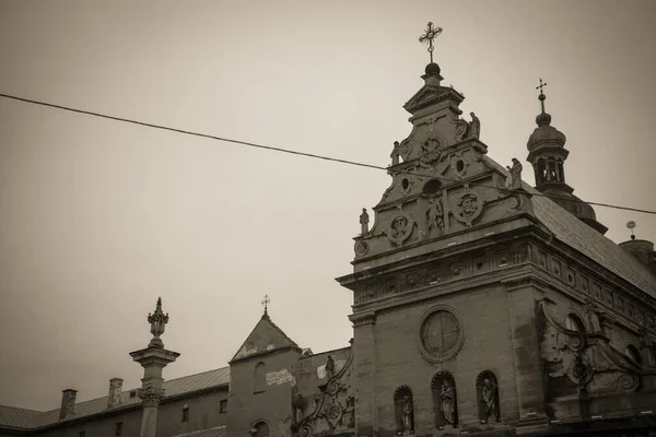 Muhteşem Kış Lviv Mimarisi Sokakları — Stok fotoğraf