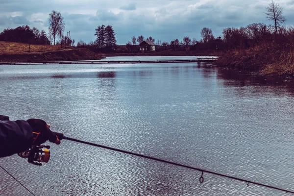 Pesca Ricreazione All Aperto Sfondo Lago — Foto Stock