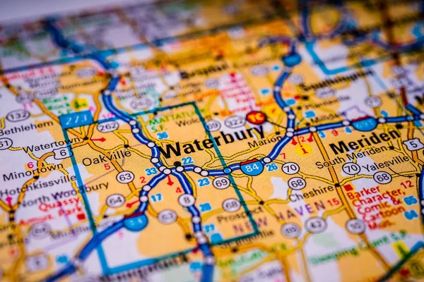 Waterbury Usa Travel Map — Stock Photo, Image