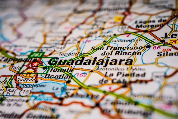 Guadalajara Mapa Viaje México — Foto de Stock