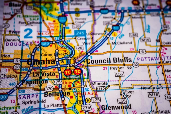 Omaha Mapie Podróży Usa — Zdjęcie stockowe