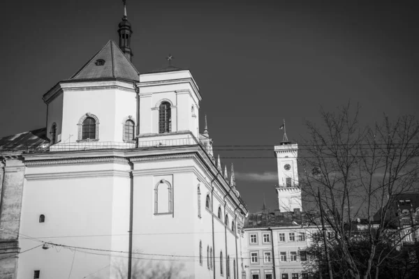Υπέροχο Χειμώνα Lviv Αρχιτεκτονική Και Δρόμους — Φωτογραφία Αρχείου