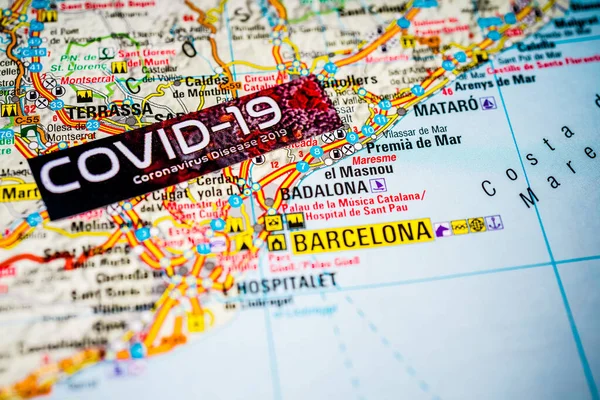 Barcelona Coronavirus Covid Karantän Bakgrund — Stockfoto