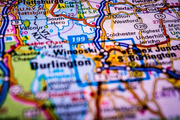 アメリカ地図上のバーリントン 旅行の背景 — ストック写真