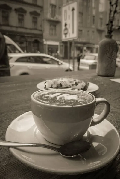 Prag Güzel Bir Kahvaltı Kahve Kek — Stok fotoğraf