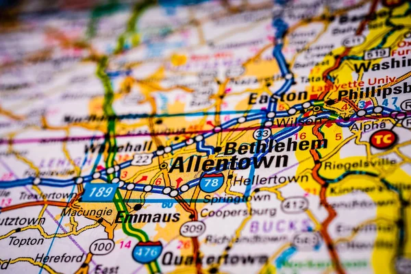 Allentown Eua Mapa Fundo — Fotografia de Stock