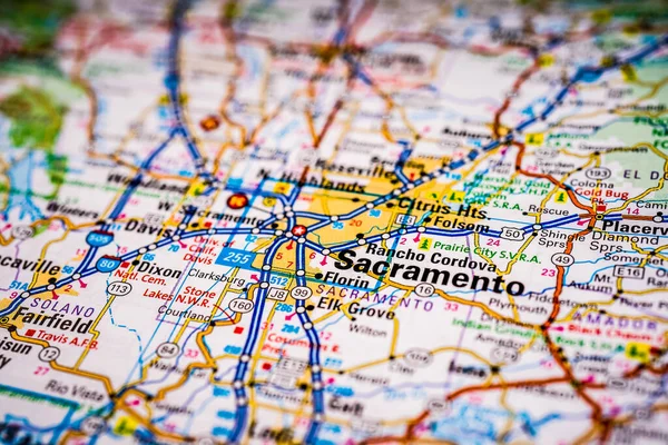 Sacramento Mapa Atlas Información Sobre Viajes — Foto de Stock