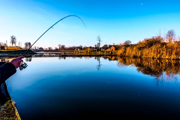 Trout Fishing Lake Sport Fishing Outdoor Activities — Stock Photo, Image