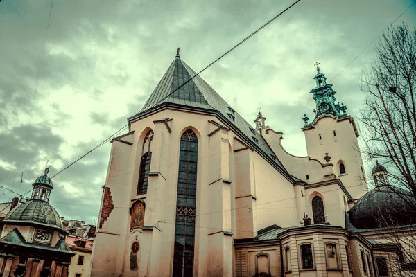 Magnífica Arquitetura Inverno Lviv Ruas — Fotografia de Stock