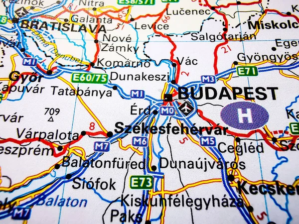 Будапешт Дорожной Карте Европы — стоковое фото