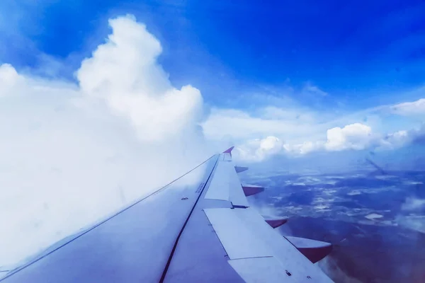 Vista Desde Ventana Del Avión Ala — Foto de Stock