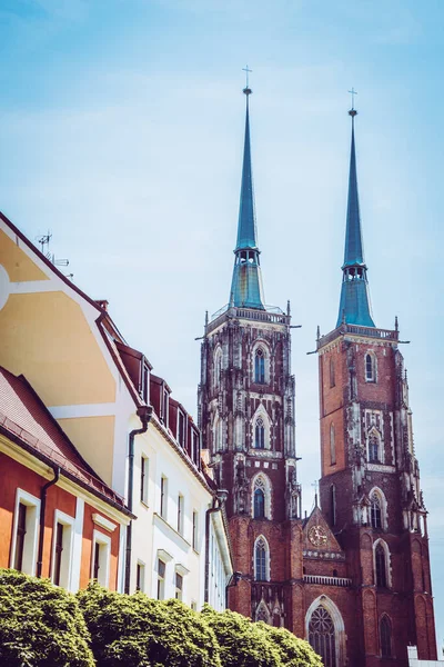 Wspaniała Architektura Wrocławskie Kościoły — Zdjęcie stockowe