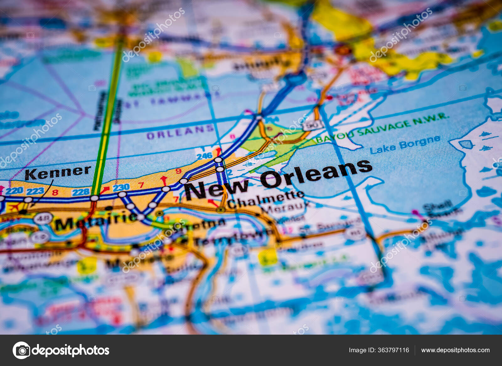New Orleans Usa Map Stock Photo By ©Aallm 363797116