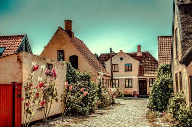 Resimli bir köyde güzel bir Danimarka mimarisi
