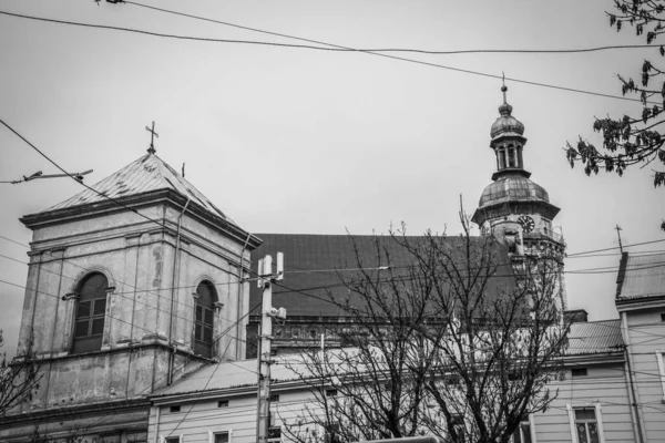 Prachtige Winter Lviv Architectuur Straten — Stockfoto