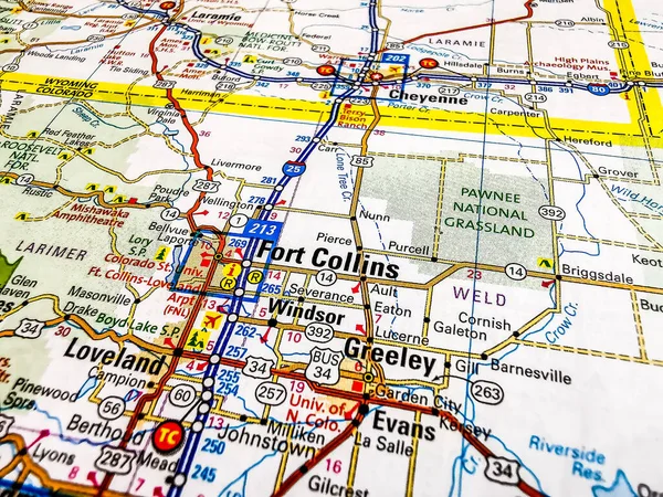 Fort Collins Usa Map Background — Stock Photo, Image