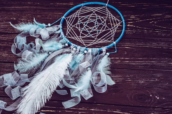 Dream Catcher Wooden Background — Stock Photo, Image