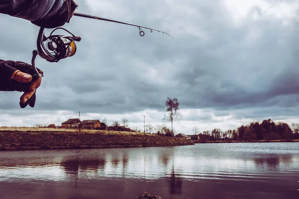 Pesca Ricreazione All Aperto Sfondo Lago — Foto Stock