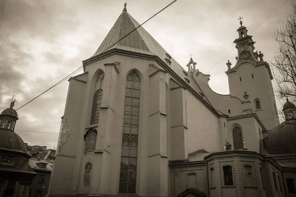 Prachtige Winter Lviv Architectuur Straten — Stockfoto