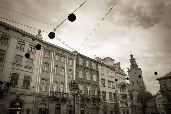 Nádherná Zima Lvov Architektura Ulice — Stock fotografie