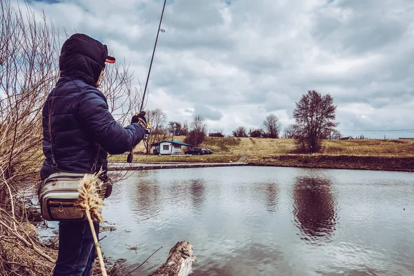 Pesca Truchas Lago — Foto de Stock