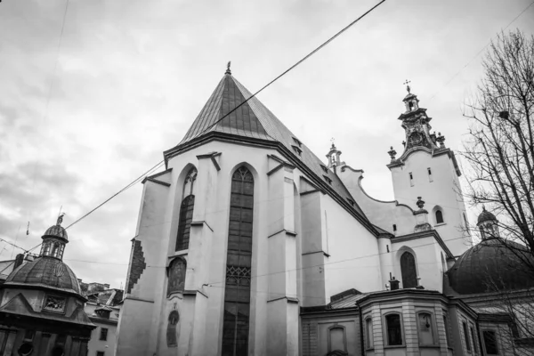 Magnifica Architettura Invernale Lviv Strade — Foto Stock