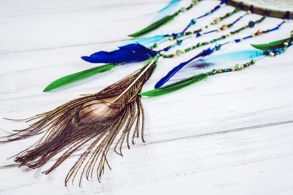 Dreamcatcher Fundo Arte Madeira — Fotografia de Stock