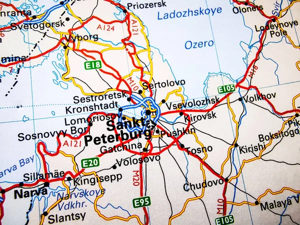 Sankt Peterburg Sobre Mapa Europa — Fotografia de Stock