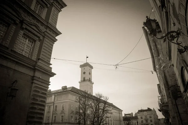 Magnífica Arquitetura Inverno Lviv Ruas — Fotografia de Stock