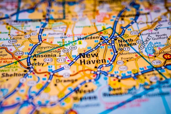 アメリカのニューヘイブン旅行地図 — ストック写真