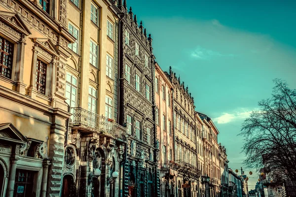 Prachtige Winter Lviv Architectuur Straten — Stockfoto