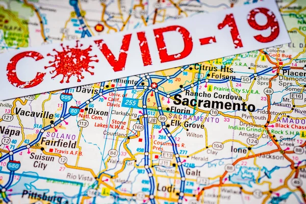 Sacramento Coronavirus Covid Karanténní Pozadí — Stock fotografie