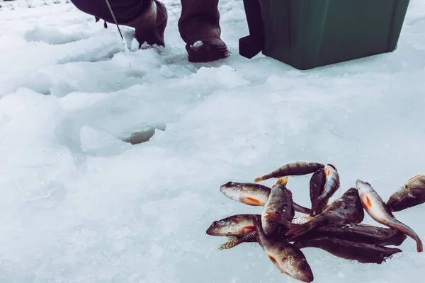 Inverno Fundo Pesca Gelo — Fotografia de Stock