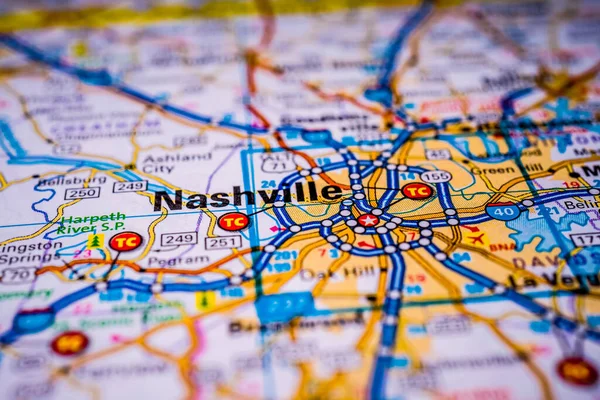 Nashville Карті Сша — стокове фото