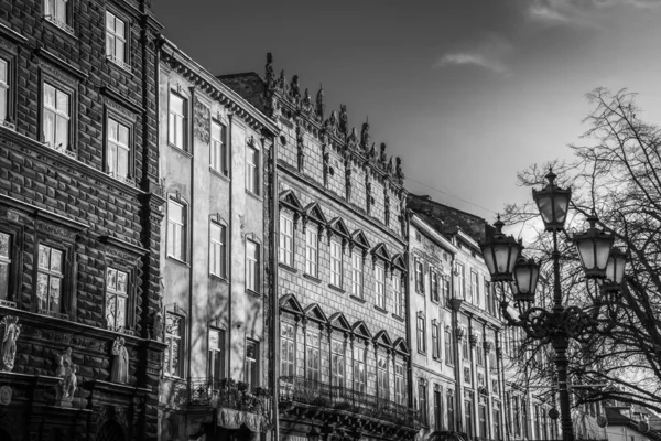 Magnífico Invierno Lviv Arquitectura Calles — Foto de Stock