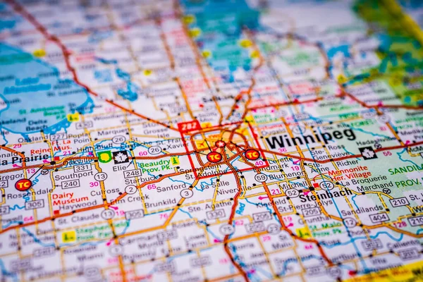 Winnipeg Στον Καναδά Ταξιδιωτικό Χάρτη — Φωτογραφία Αρχείου