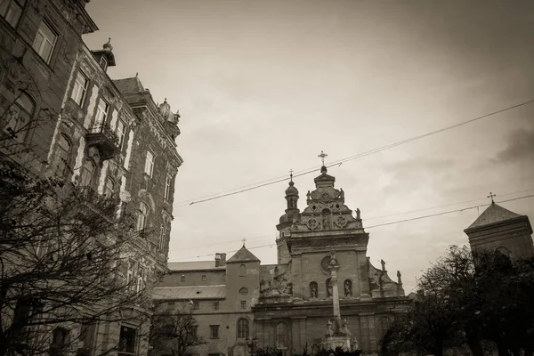 Magnífica Arquitetura Inverno Lviv Ruas — Fotografia de Stock