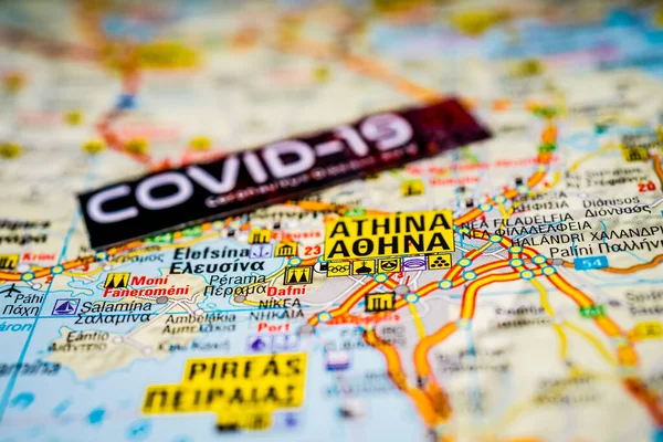 Athina Coronavirus Covid Karantän Bakgrund — Stockfoto