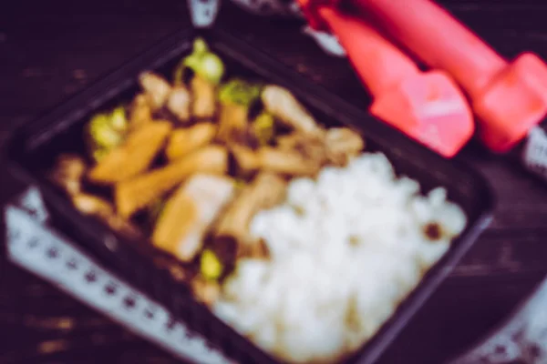 Fitness Middag Ris Och Kött För Viktminskning — Stockfoto