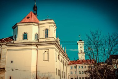 Muhteşem kış Lviv mimarisi ve sokakları