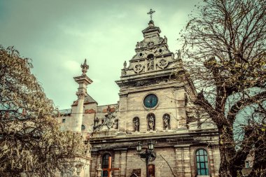 Muhteşem kış Lviv mimarisi ve sokakları