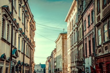 Muhteşem kış Lviv mimarisi ve sokakları