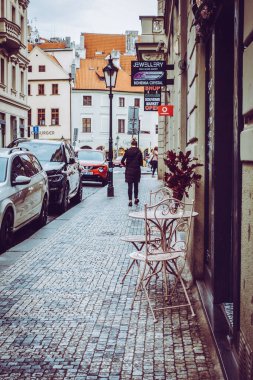 Güz Prag 'ın güzel sokakları ve mimarisi