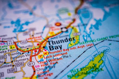 Thunder Bay on Canada travel map clipart