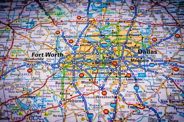 Dallas on USA map travel background